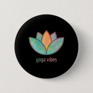 Bóton Redondo 5.08cm Imagem de Lótus Yoga Vibes em Design de Aquarela E