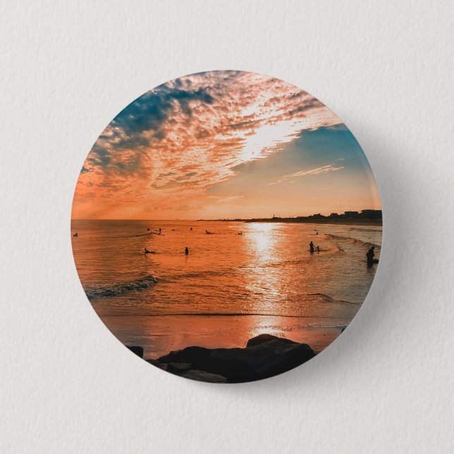 Bóton Redondo 5.08cm Imagens Cênicas do Oceano de Arte de Praia Fotogra (Frente)