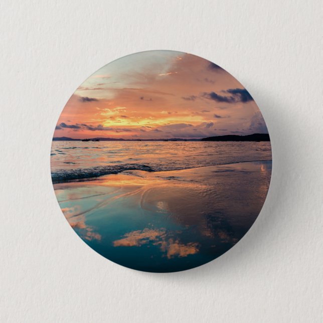 Bóton Redondo 5.08cm Imagens Cênicas do Oceano de Arte de Praia Fotogra (Frente)