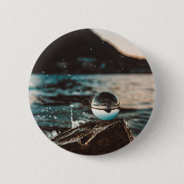 Bóton Redondo 5.08cm Imagens Cênicas do Oceano de Arte de Praia Fotogra