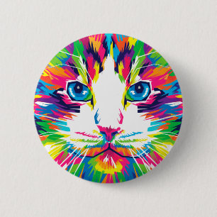 Bóton Redondo 5.08cm Imagens Estéticas Coloridas De Gatos De Arte Abstr