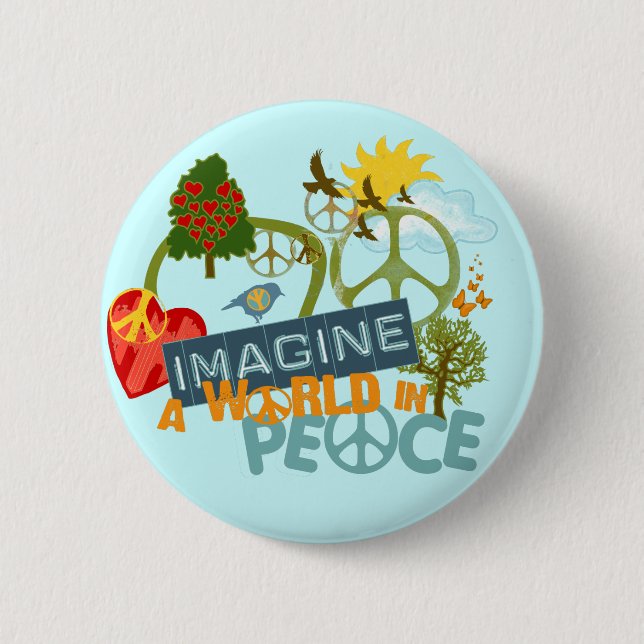 Bóton Redondo 5.08cm Imagine a paz de mundo (Frente)