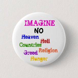 Bóton Redondo 5.08cm IMAGINE, NÃO, céu, inferno, países, religião,