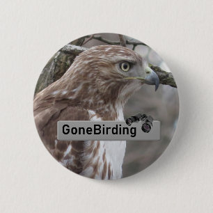 Bóton Redondo 5.08cm Íman Hawk Birding de cauda vermelha
