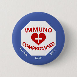 Bóton Redondo 5.08cm Immunocompromised - Keep Back Blue & Red Button