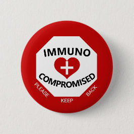 Bóton Redondo 5.08cm Immunocompromised - Keep Back Red & White Button