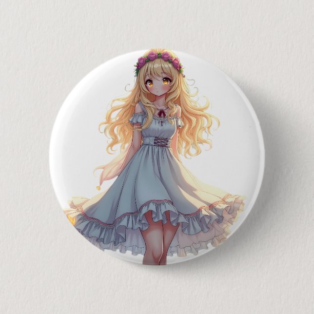 Bóton Redondo 5.08cm Impresión de Arte de Olas Retro Vibrantes - Diseño (Frente)