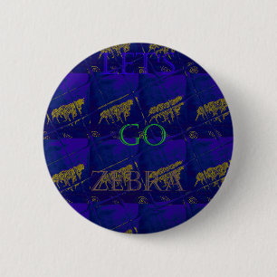 Bóton Redondo 5.08cm Impressão Abstrato "Vamos Ir Zebra" azul francês