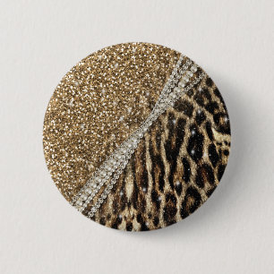 Bóton Redondo 5.08cm Impressão animal da pele do falso do leopardo