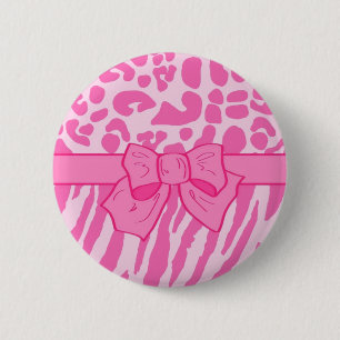 Bóton Redondo 5.08cm Impressão animal do leopardo cor-de-rosa bonito d