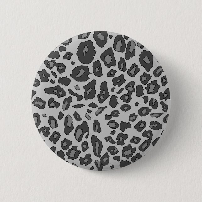 Bóton Redondo 5.08cm Impressão cinzento do leopardo (Frente)