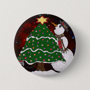 Bóton Redondo 5.08cm Impressão de Arte Surpresa de Árvore de Natal