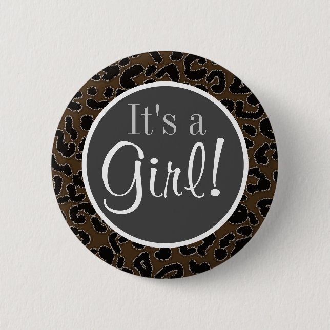 Bóton Redondo 5.08cm Impressão de Leopardo Castanho Escuro (Frente)