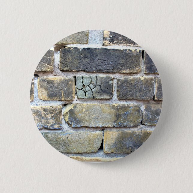 Bóton Redondo 5.08cm Impressão de Muro de tijolo rachado (Frente)