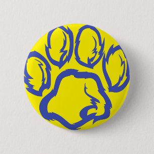 Bóton Redondo 5.08cm Impressão de Paw Indigo - Fundo Amarelo