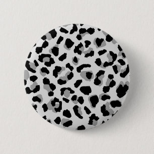 Bóton Redondo 5.08cm Impressão do Leopardo de Neve Preto e Branco