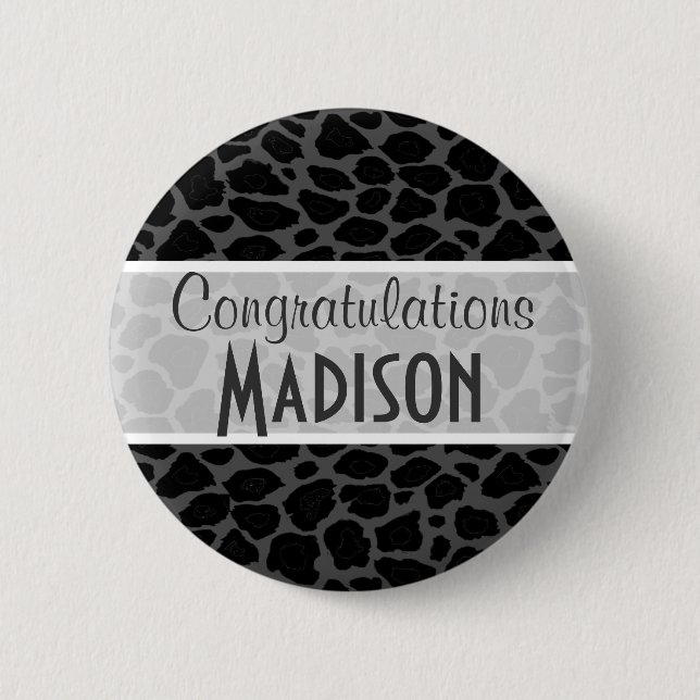 Bóton Redondo 5.08cm Impressão em animais-leopardo-preto (Frente)