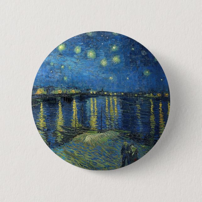 Bóton Redondo 5.08cm Impressionismo Vincent Van Gogh Starry Night (Frente)