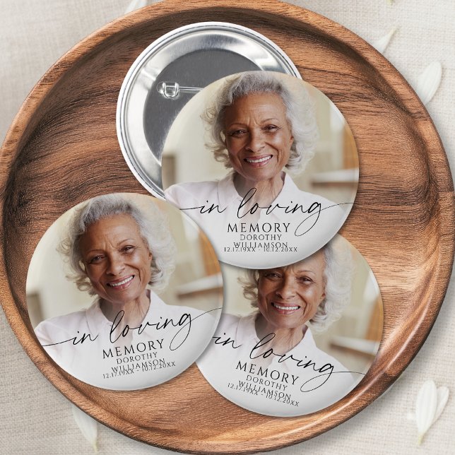 Bóton Redondo 5.08cm In Loving Memory Memorial Photo Personalized (Criador carregado)