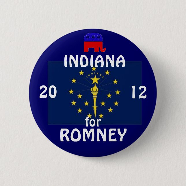 Bóton Redondo 5.08cm Indiana para Romney 2012 (Frente)