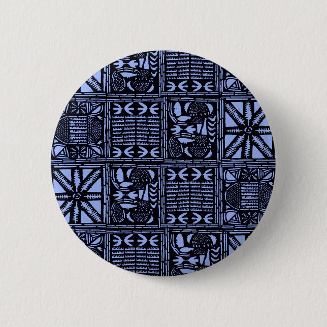 Bóton Redondo 5.08cm Indigo Batik Quilt - Azul (Frente)