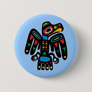 Bóton Redondo 5.08cm Índios American Native corvo raven