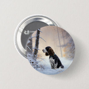 Bóton Redondo 5.08cm Inglês Springer Spaniel Deixe-o nevar Natal