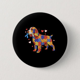 Bóton Redondo 5.08cm Inglês Springer Spaniel Quebra-cabeça Autism Awarn