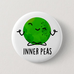 Bóton Redondo 5.08cm Inner Peas Engraçado Meditando Pea Pun