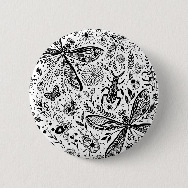 Bóton Redondo 5.08cm Insetos de porta em azul escuro (Frente)