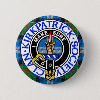Bóton Redondo 5.08cm Insígnia da Sociedade do Clã Kirkpatrick com tartã