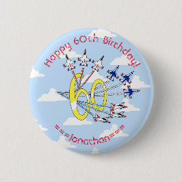 Bóton Redondo 5.08cm Insígnia de Aniversário Céu Azul dos 60 anos dos T