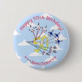 Bóton Redondo 5.08cm Insígnia do 50º aniversário Céu Azul dos Thunderbi