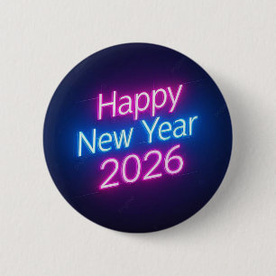 Bóton Redondo 5.08cm Insígnia do Ano 2026 Colorida Neon