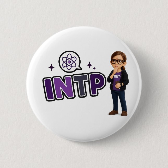 Bóton Redondo 5.08cm INTP — A Mente Investigadora (Frente)