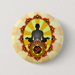 Bóton Redondo 5.08cm Ioga Aum da meditação, laranja e amarelo