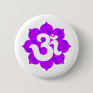 Bóton Redondo 5.08cm Ioga OM no rosa roxo de Lotus