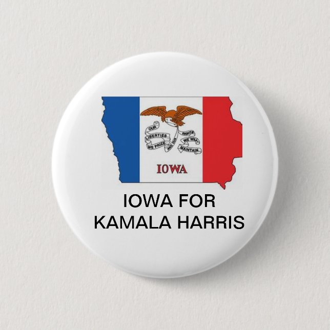 Bóton Redondo 5.08cm IOWA para Kamala Harris Presidente 2024 Botão (Frente)