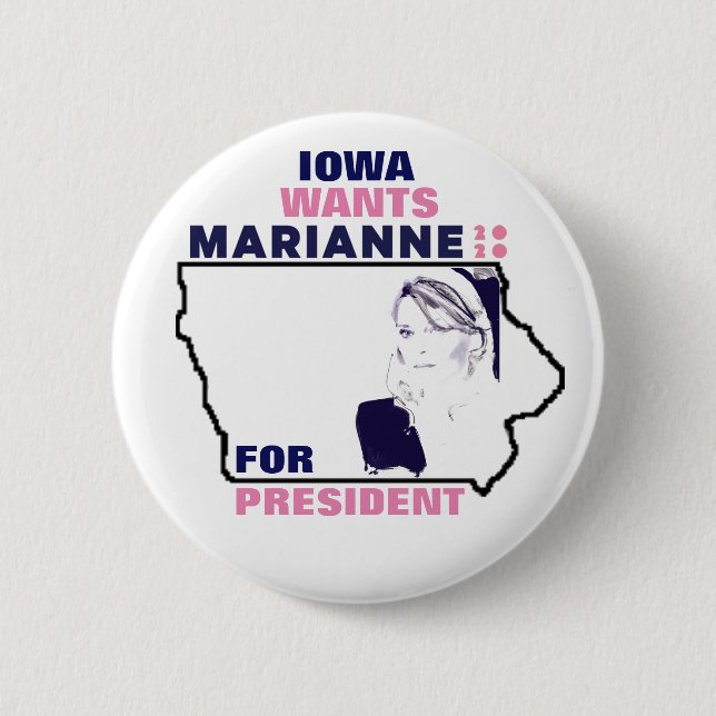 Bóton Redondo 5.08cm Iowa quer Marianne Williamson 2020 (Frente)