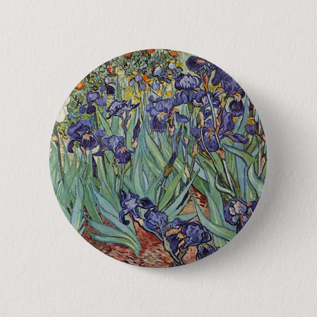 Bóton Redondo 5.08cm Íris de Van Gogh Pintura Impressionista (Frente)