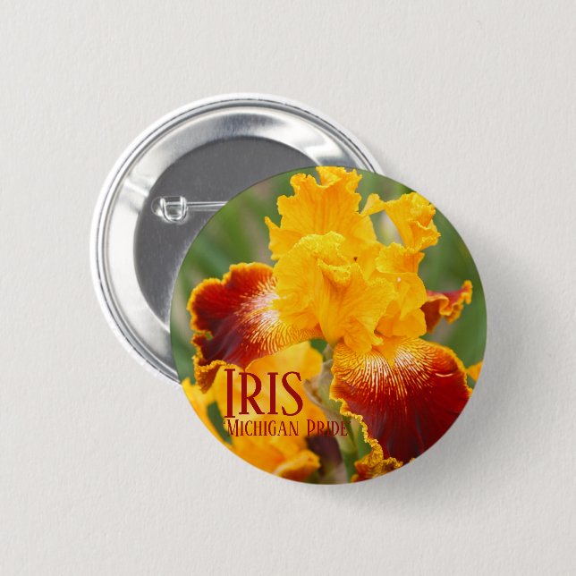 Bóton Redondo 5.08cm Iris "Pride Michigan" [Crachá Round Tin] (Frente & Verso)