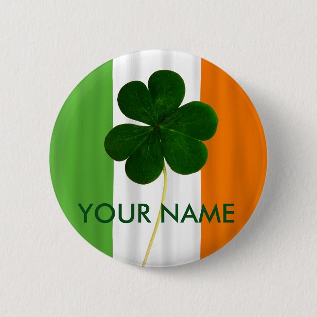 Bóton Redondo 5.08cm Irish Flag Ireland Shamrock Clover Volunteer (Frente)