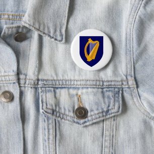 Bóton Redondo 5.08cm Irlanda país brasão de armas símbolo emblema lira