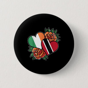 Bóton Redondo 5.08cm Irlanda Trinidad e Tobago Flag Heart Half Irish