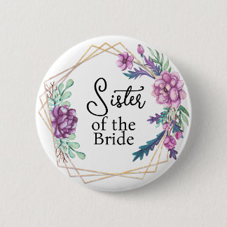 Bóton Redondo 5.08cm Irmã da Noiva Roxo Floral Casamento
