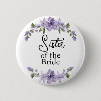 Bóton Redondo 5.08cm Irmã da Noiva Roxo Floral Casamento