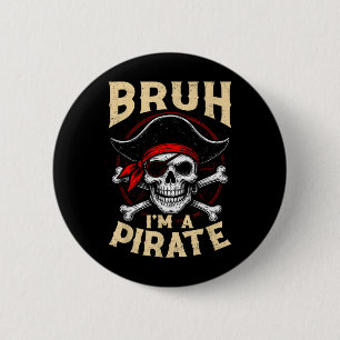 Bóton Redondo 5.08cm Irmão Antigo Um Crânio Assustador Pirata Halloween