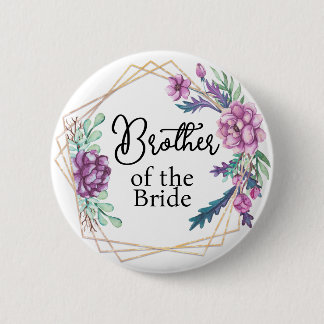Bóton Redondo 5.08cm Irmão da Noiva Roxo Floral Casamento
