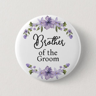 Bóton Redondo 5.08cm Irmão do Noivo Roxo Floral Casamento