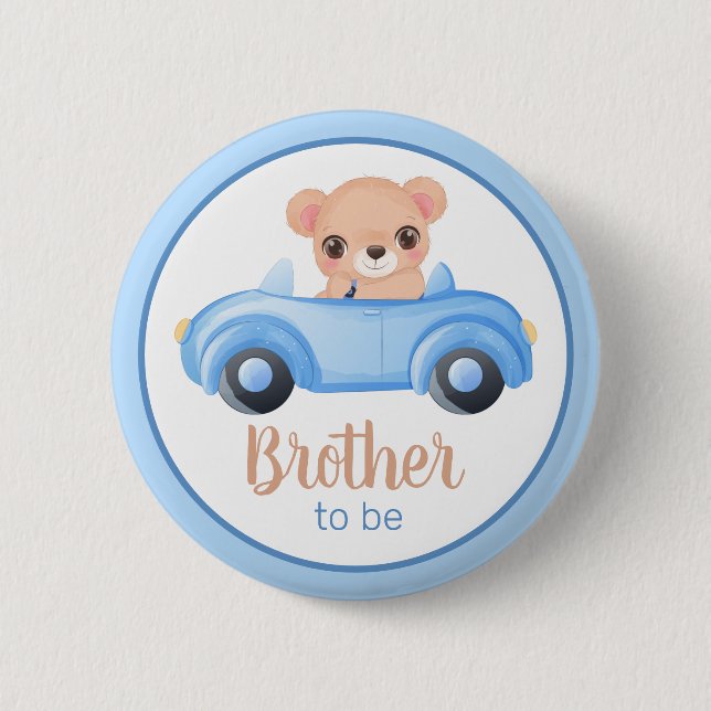 Bóton Redondo 5.08cm Irmão Ser Bear Boy Bear Shower Button (Frente)